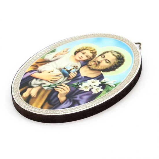 Quadretto Ovale San Giuseppe Stampa Su Legno 10x15 Cm 3 Quadretto Ovale San Giuseppe Stampa Su Legno 10x15 Cm - immagine 3