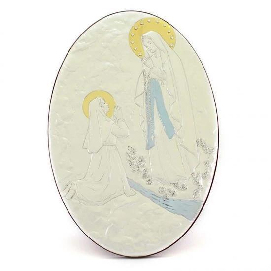 Quadro Madonna Di Lourdes Alluminio Decori Dorati 25x33 Cm 1 Quadro Madonna Di Lourdes Alluminio Decori Dorati 25x33 Cm