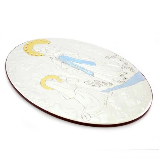 Quadro Madonna Di Lourdes Alluminio Decori Dorati 25x33 Cm 3 Quadro Madonna Di Lourdes Alluminio Decori Dorati 25x33 Cm - immagine 3
