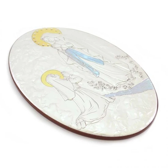 Quadro Madonna Di Lourdes Alluminio Decori Dorati 17x25 Cm 4 Quadro Madonna Di Lourdes Alluminio Decori Dorati 17x25 Cm - immagine 4