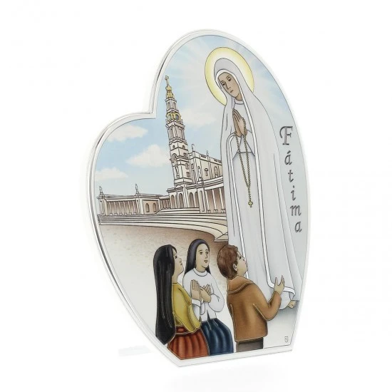 Quadro Madonna Di Fatima In Alluminio Colorato 16x19,5 Cm 2 Quadro Madonna Di Fatima In Alluminio Colorato 16x19,5 Cm - immagine 2