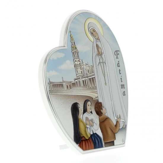 Quadro Madonna Di Fatima In Alluminio Colorato 12,5x15 Cm 2 Quadro Madonna Di Fatima In Alluminio Colorato 12,5x15 Cm - immagine 2