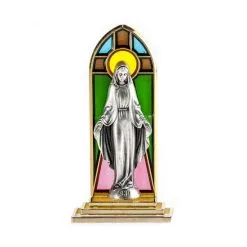 Quadretto Madonna Miracolosa Vetrata 12x6 Cm