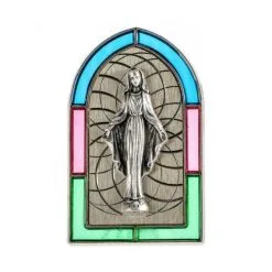 Quadretto Madonna Miracolosa Vetrata 13x8 Cm