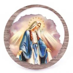 Quadretto Madonna Miracolosa In Legno Diametro 11 Cm