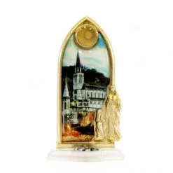 Quadretto Madonna Di Lourdes E Basilica 3,5x6 Cm