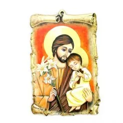 Quadretto Pergamena Icona San Giuseppe 10x15 Cm