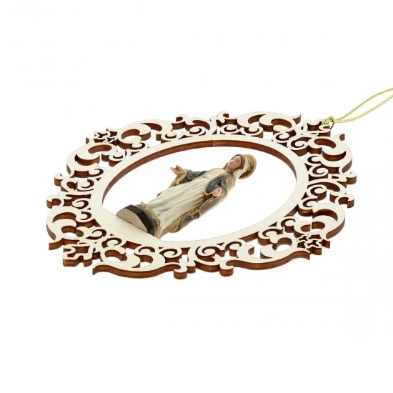 Decoro Con Madonna Miracolosa In Legno 13x15 Cm 2 Decoro Con Madonna Miracolosa In Legno 13x15 Cm - immagine 2