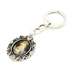 Portachiavi Gesù Misericordioso Fiore Smaltato 3x10,5 Cm -Sconto Rosari Fai da Te in Italia 14100103 04 portachiavi in metallo con smalto gesu misericordioso misura cm 3x10 5 550x550 1