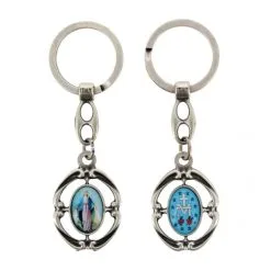 Portachiavi Madonna Miracolosa Smaltato Traforato 3x10 Cm