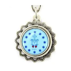 Portachiavi Madonna Miracolosa Girevole 3,5x9 Cm -Sconto Rosari Fai da Te in Italia 1410015 portachiavi in metallo girevole madonna miracolosa misura cm 3 5x9f 550x550w