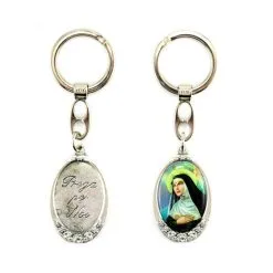 Portachiavi Santa Rita Con Fiori 3x10 Cm