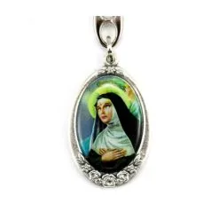 Portachiavi Santa Rita Con Fiori 3x10 Cm -Sconto Rosari Fai da Te in Italia 14100153 portachiavi santa rita ovale in metallo misura cm 3x10b 550x550w