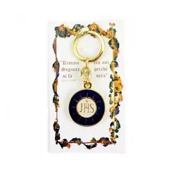 Portachiavi Tondo IHS Smaltato Blu 3,5x9 Cm -Sconto Rosari Fai da Te in Italia 14100170 portachiavi tondo ihs smaltato blu 3 5x9 cmb 550x550w