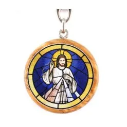 Portachiavi Ulivo Tondo Gesù Misericordioso 4x10 Cm -Sconto Rosari Fai da Te in Italia 14100184 portachiavi ulivo tondo gesu misericordioso 4x10 cmd 550x550w