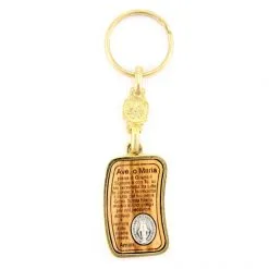 Portachiavi In Ulivo Miracolosa Con Preghiera 2,5x8,5 Cm