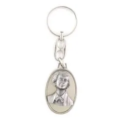 Portachiavi Ovale In Metallo San Domenico Savio 3x10 Cm