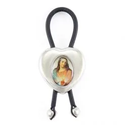 Portachiavi Cuore Metallo Con Sacro Cuore 3,5x3,5 Cm