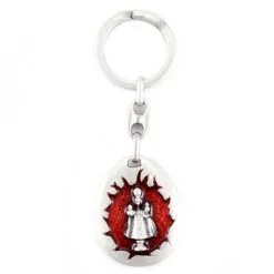 Portachiavi Goccia Gesù Bambino Di Praga Smalto Rosso 3x9 Cm