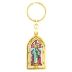Portachiavi Vetrata Dorato Madonna Miracolosa 2,5x9 Cm