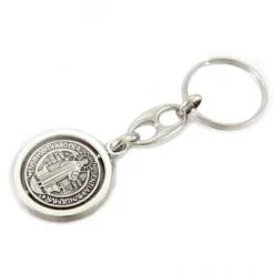 Portachiavi San Benedetto Tondo Girevole 3x9 Cm -Sconto Rosari Fai da Te in Italia 14100200 portachiavi san benedetto tondo girevole 3x9 cme 550x550 1