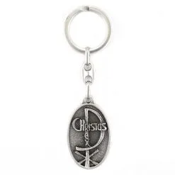 Portachiavi Ovale In Metallo Christus 2,5x10 Cm
