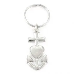 Portachiavi In Metallo Fede, Speranza, Carità 2,5x7,5 Cm