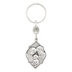 Portachiavi In Metallo Sacra Famiglia 3x9 Cm