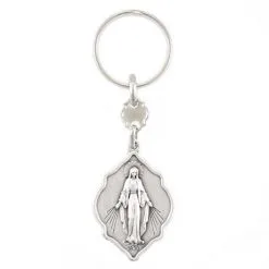 Portachiavi In Metallo Madonna Miracolosa 3x9 Cm