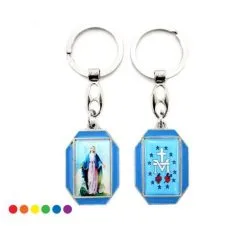 Portachiavi Madonna Miracolosa Metallo Con Smalto 3x9,5 Cm