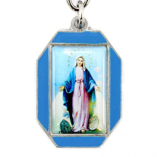 Portachiavi Madonna Miracolosa Metallo Con Smalto 3x9,5 Cm 2 Portachiavi Madonna Miracolosa Metallo Con Smalto 3x9,5 Cm - immagine 2