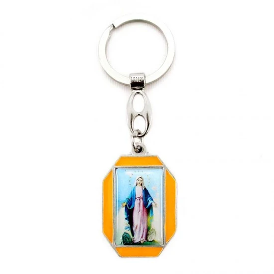 Portachiavi Madonna Miracolosa Metallo Con Smalto 3x9,5 Cm 8 Portachiavi Madonna Miracolosa Metallo Con Smalto 3x9,5 Cm - immagine 8