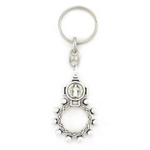 Portachiavi San Benedetto Con Anello Basco 3,5x10 Cm -Sconto Rosari Fai da Te in Italia 14100227 portachiavi san benedetto con anello basco 3 5x10 cma 550x550 1