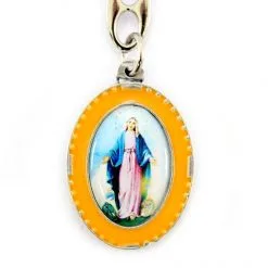 Portachiavi Madonna Miracolosa Ovale Smalto 3x9,5 Cm -Sconto Rosari Fai da Te in Italia 14100233 portachiavi madonna miracolosa ovale smalto 3x9 5 cmd 550x550 1