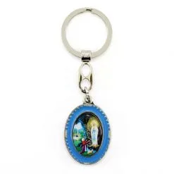 Portachiavi Madonna Di Lourdes Ovale Smalto 3x9,5 Cm -Sconto Rosari Fai da Te in Italia 14100234 portachiavi madonna di lourdes ovale smalto 3x9 5 cmc 550x550 1