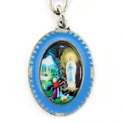 Portachiavi Madonna Di Lourdes Ovale Smalto 3x9,5 Cm -Sconto Rosari Fai da Te in Italia 14100234 portachiavi madonna di lourdes ovale smalto 3x9 5 cmd 550x550 1