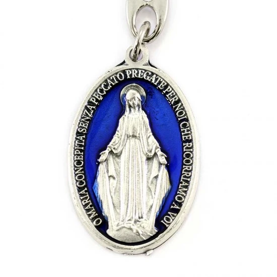Portachiavi Madonna Miracolosa Smalto Blu 3x10 Cm 2 Portachiavi Madonna Miracolosa Smalto Blu 3x10 Cm - immagine 2