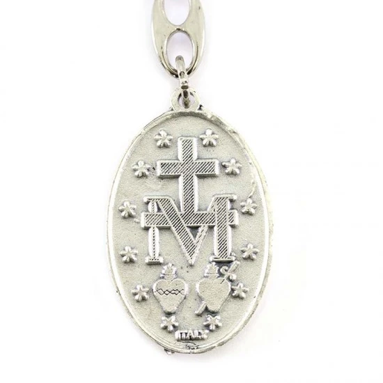 Portachiavi Madonna Miracolosa Smalto Blu 3x10 Cm 3 Portachiavi Madonna Miracolosa Smalto Blu 3x10 Cm - immagine 3