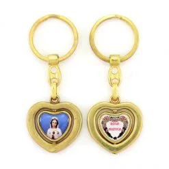 Portachiavi Cuore Girevole Madonna Rosa Mistica 3,3x8,5 Cm
