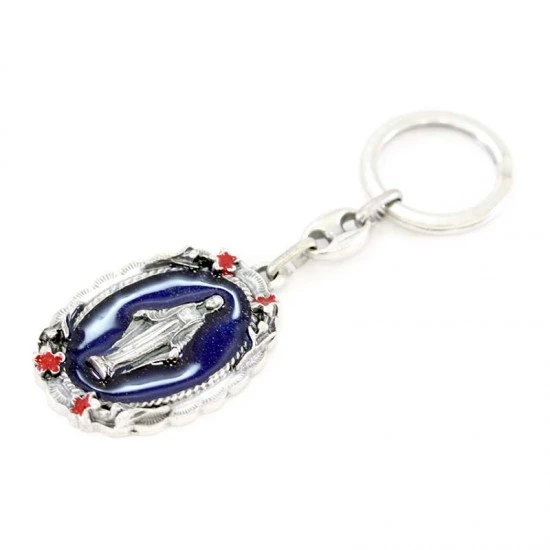 Portachiavi Con Fiori Madonna Miracolosa 3,5x10 Cm 5 Portachiavi Con Fiori Madonna Miracolosa 3,5x10 Cm - immagine 5