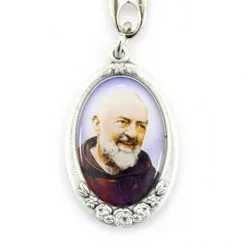 Portachiavi San Pio Con Rose 3x10 Cm -Sconto Rosari Fai da Te in Italia 14100258 portachiavi san pio con rose 3x10 cmc 550x550 1