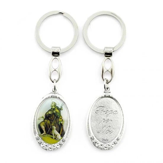Portachiavi San Rocco Con Rose 3x10 Cm 1 Portachiavi San Rocco Con Rose 3x10 Cm