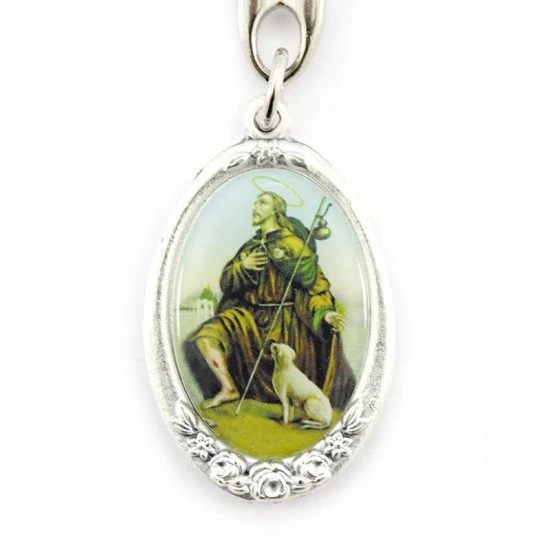 Portachiavi San Rocco Con Rose 3x10 Cm 3 Portachiavi San Rocco Con Rose 3x10 Cm - immagine 3