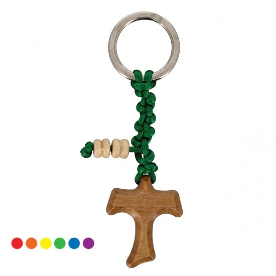 Portachiavi Tau Legno E Spago Colorato 3x10 Cm 1 Portachiavi Tau Legno E Spago Colorato 3x10 Cm