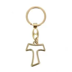 Portachiavi Tau In Metallo Dorato 3x9 Cm