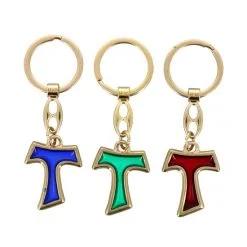 Portachiavi Tau In Metallo Dorato Smaltato 3x9 Cm -Sconto Rosari Fai da Te in Italia 14100277 portachiavi tau in metallo dorato smaltato 3x9 cmab 550x550 1