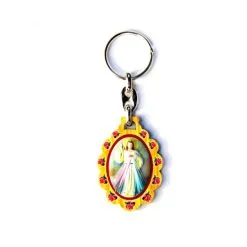 Portachiavi Gesù Misericordioso In Ulivo 3,5x10 Cm