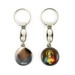 Portachiavi Sacro Cuore Di Gesù In Metallo 2x7 Cm