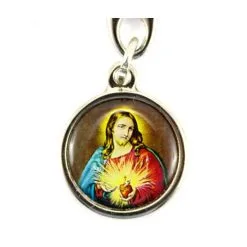 Portachiavi Sacro Cuore Di Gesù In Metallo 2x7 Cm -Sconto Rosari Fai da Te in Italia 1410047 portachiavi in metallo tondo sacro cuore di gesu misura cm 2x7c 550x550w