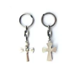 Portachiavi Croce Con Cuore Argentato 2,5x9 Cm